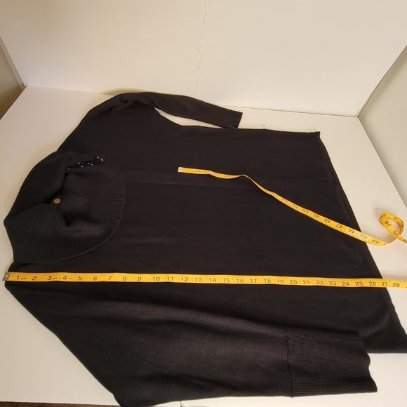 JM Collection Ladies Black Open Front T-Neck Sweater, Size L - Picture 6 of 12